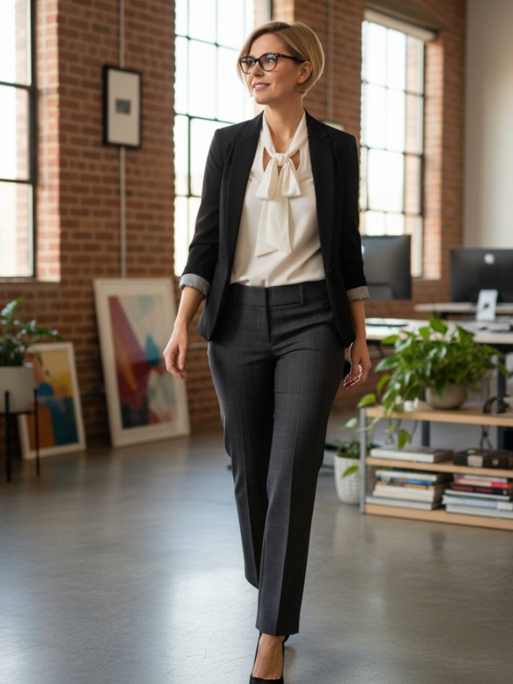 Pro!  LOFT Marisa Plaid Twill Trousers – Classic Wide Leg (Size 6)